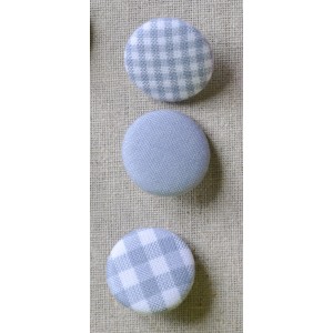 Bouton tissu "Gris Vichy"