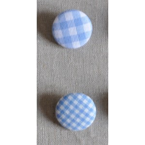 Bouton tissu "Bleu Vichy"