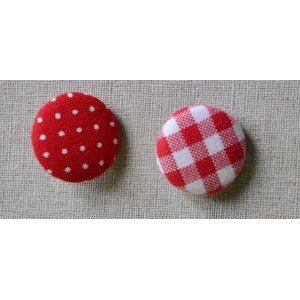 Bouton tissu "Rouge Pois blancs"