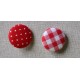 Bouton tissu "Rouge Vichy"