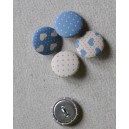 Bouton tissu "Bleu pois Beiges"