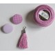 pompon embout métal : rose DMC 316