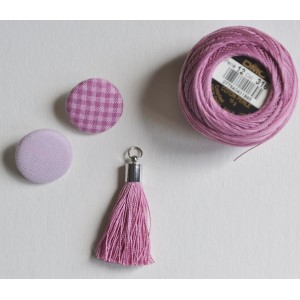 Bouton tissu "Taupe Vichy"