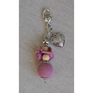 Bijou de Sac  porte clés "Rose Perle au crochet"