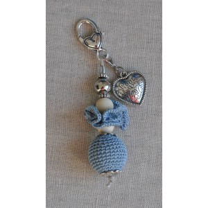 Bijou de Sac  porte clés "Bleu Perle au crochet"