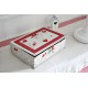 Metis Lin/coton, Fleurs rouges -  coupon 40 x 150 cm