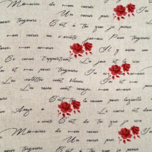 Metis Lin/coton, Fleurs rouges -  coupon 80 x 72 cm