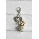 Bijou de Sac porte clés  "Beige Perle au crochet"