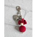 Bijou de Sac porte clés "Rouge Perle au crochet"
