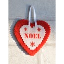 Coeur de Noël en feutrine et lin blanc "NOEL", déco de sapin