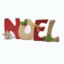 Lettres "Noel Rouge à Pois" en Bois et Tissu imprimé