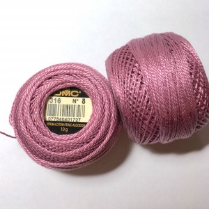 Fils DMC Coton perlé Art. 116 broderie Hardanger grosseur 8, rose 316