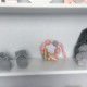 Hochet, anneau de dentition en bois et coton, modèle rose et gris
