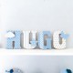 Lettres prénom en Bois et tissu imprimé pour chambre enfant modèle bleu et blanc