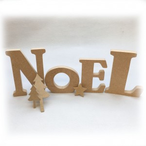 Lot de 4 lettres à poser "NOEL" en bois brut à peindre et décorer