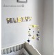 Mobile Bébé géométrique berlingot en bois et coton pour chambre d'enfant, modèle jaune, gris clair et gris/noir