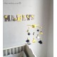 Mobile Bébé géométrique berlingot en bois et coton pour chambre d'enfant, modèle jaune, gris clair et gris/noir