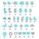 Lettre prénom de bébé, Cadre personnalisable en tissu imprimé pour chambre d'enfant modèle vert turquoise et gris