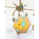 Mobile Bébé en bois, motifs Eléphants, vert menthe et jaune moutarde, déco pour chambre d'enfant