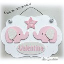 Cadre Prénom bébé personnalisable, déco Elephants Roses, cadre naissance prénom pour chambre d'enfant