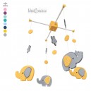 Mobile Bébé "Eléphants" modèle jaune et gris (divers coloris disponibles)