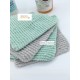 Lingettes Bébé lavables et réutilisables ultra douces, toucher velours éponge OEKO TEX, lot de 4, modèle vert menthe et gris