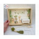 Cadre prénom bebe, vitrine miniature naissance, modèle Safari