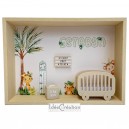 Cadre prénom bebe, vitrine miniature naissance, modèle Jungle