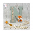 Lettre en bois Initiale  Animaux, hauteur 25cm