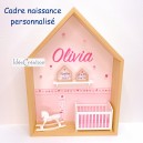 Cadre personnalisé au prénom de l'enfant, Cadre étagère maison modèle Olivia