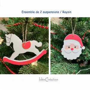 Ensemble de 2 suspensions / Raysin / déco de Noël / déco de sapin / Noël scandinave