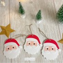 Lot de 3 Pères Noël à suspendre / Raysin / déco de sapin / Noël scandinave