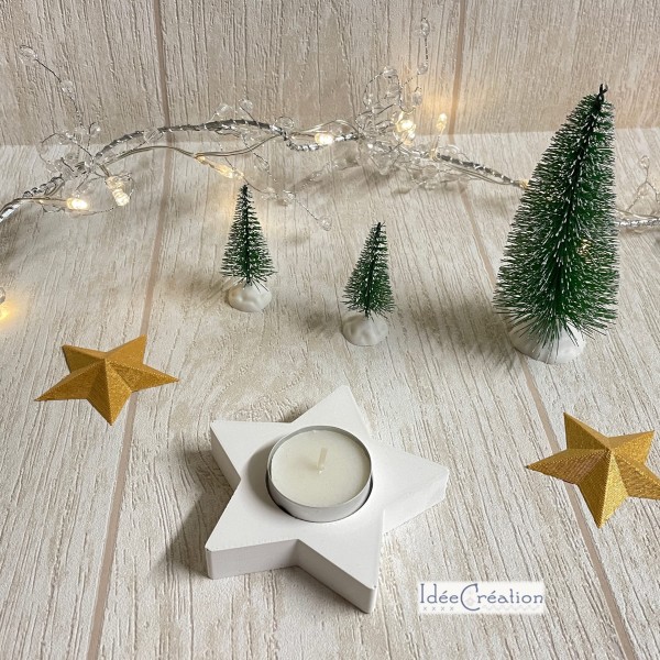 Lot De 6 Photophores De Noël En MDF - Formes Sapin, étoile Et Flocon, Pour Bougies Chauffe-plat (9-10 Cm)