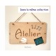 Plaque de porte Atelier Couture, Tricot et Broderie, suspension en bois avec ses miniatures