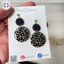 Boucles d'oreilles en argile polymère motif Léopard