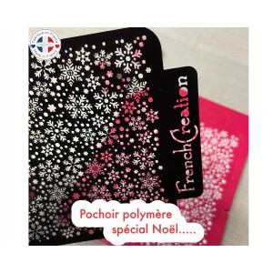 Pochoir de texture pour pâte polymère motif NOEL, feuille de texture pour argile polymère en PVC souple et résistant