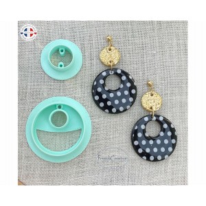 Emporte-pièce rond double pour boucles d'oreilles en argile polymère, Clay cutter, Coupeur d'argile