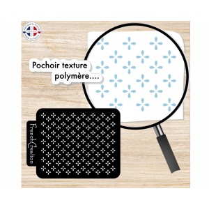 Pochoir de texture pour pâte polymère motif mini fleurs, feuille de texture pour argile polymère en PVC souple et résistant