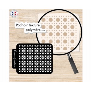 Pochoir de texture pour pâte polymère motif "cannage rotin", feuille de texture pour argile polymère en PVC souple et résistant