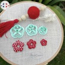 Lot de 3 Emporte-pièces Fleur 5 pétales, Marguerite, pour argile polymère,  Clay cutter, Coupeur d'argile polymere