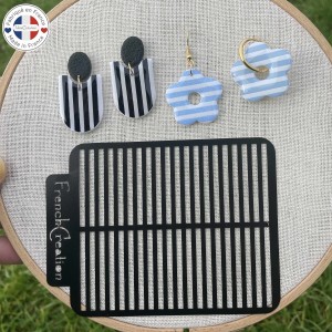 Pochoir feuille de texture pour argile polymère motif rayures,  en PVC