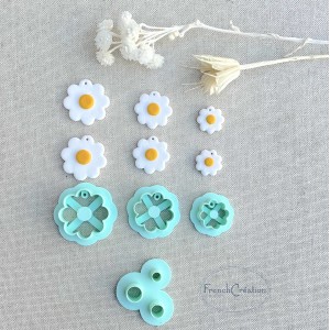 Lot de 4 Emporte-pièces "Fleurs Marguerites", pour argile polymère, Clay cutter, Coupeur d'argile polymere