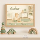 Cadre naissance personnalisé – Décor chambre bébé vert sauge