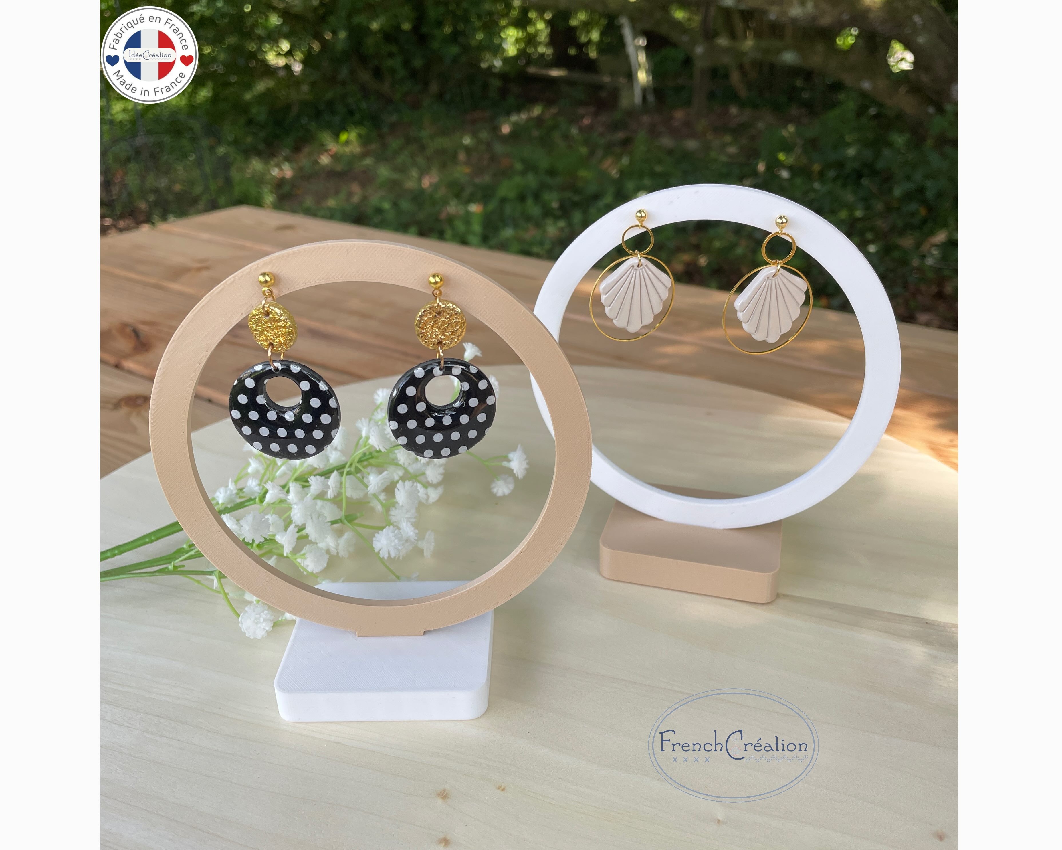 FINGERINSPIRE Présentoir De Boucles D'oreilles En Bois à 4 Niveau (60 Fentes Et 56 Trous) Présentoir De Boucles D'oreilles Détachable En Blé Présentoir à Bijoux Tour à Bijoux Pour Boucles D'oreilles