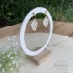 Présentoir boucles d’oreilles rond – Impression 3D blanc ou beige – Cercle élégant minimaliste