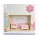 Cadre naissance personnalisé en bois – Décor chambre rose et blanc – vitrine bebe miniature