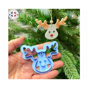 emporte pièce "tête Renne de Noël" pour argile polymère, Christmas Clay cutter, Coupeur d'argile