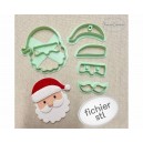 Emporte-pièce pour argile polymère - Fichier STL à télécharger - modèle tete père Noël - Christmas Clay cutter