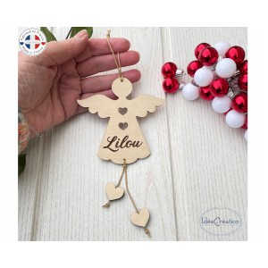 Ange en bois personnalis&eacute; &ndash; D&eacute;coration de No&euml;l personnalis&eacute;e &ndash; Ange grav&eacute; pr&eacute;nom &ndash; Cadeau naissance souvenir &ndash; Ange &agrave; suspendre