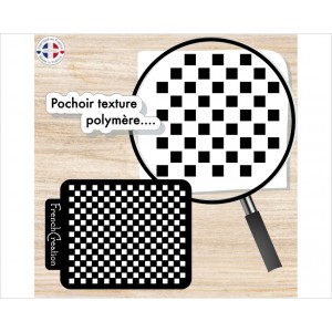 Pochoir feuille de texture pour argile polym&egrave;re motif damier - carreaux -  en PVC